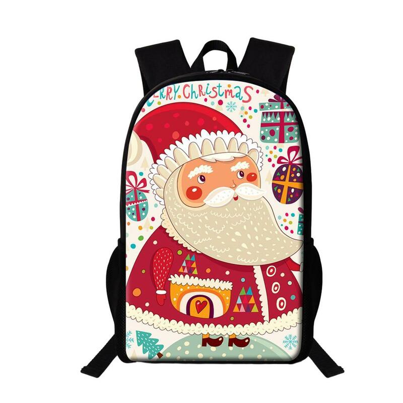 Ransel hadiah Selamat Natal untuk siswa Gambar Santa Claus tas sekolah ransel mode Pria Wanita ransel multifungsi