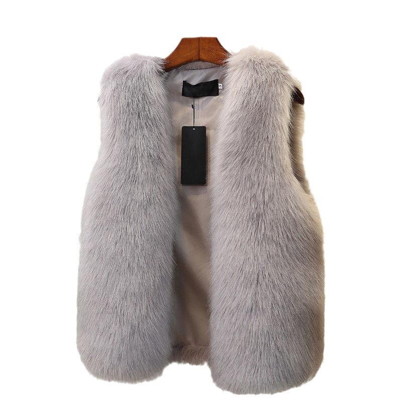 Autumn New Fashion Warmth Jackets Elegant Ladies Fall Vest Fluffy Gilet Jacket Solid Streetwear 2023 Winter Women Fur Vest Coat