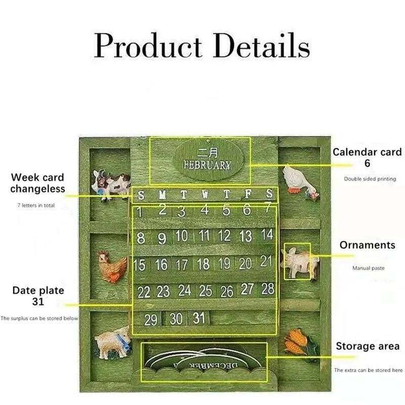 Rustic Style DIY Yearly Planner Wall Mounted Wooden Perpetual Calendar Desk Calendar For Home Farmhouse Decor K1N1