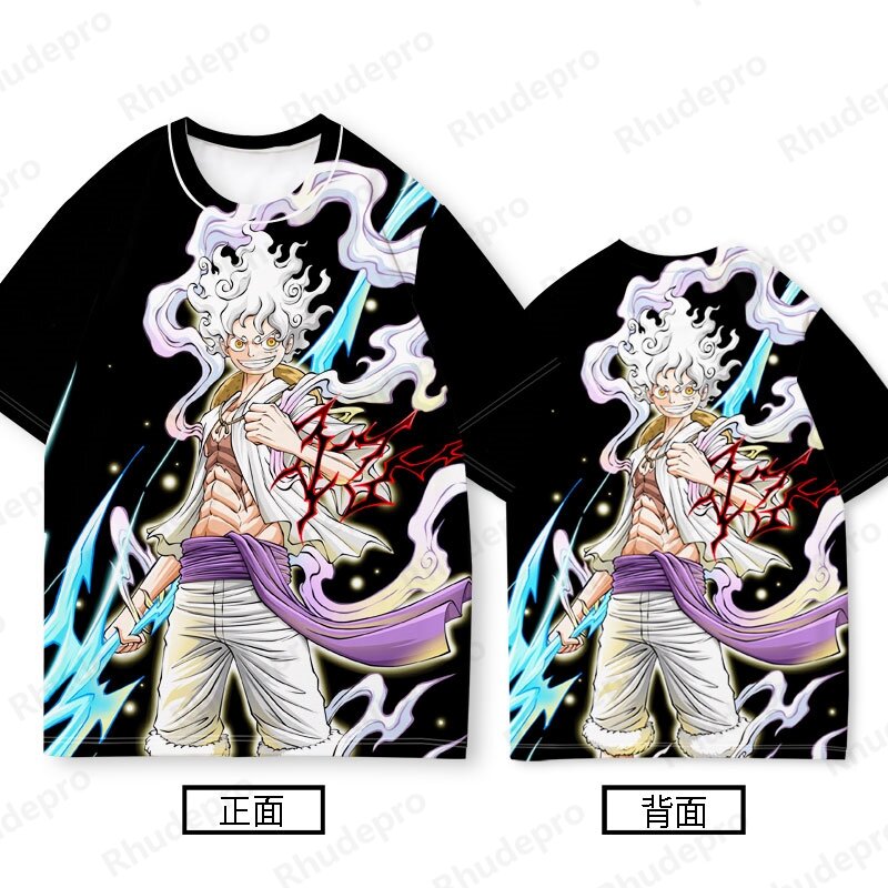 One Piece Animation Short Sleeve T-shirt Men Nika Luffy Clothes Boys 2024 New Summer Half Sleeve 3D printing Cosplay Shirt