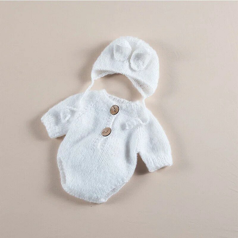 Трикотажный комбинезон для новорожденных, одежда для фотосъемки, милая шапка с кроликом, дизайнерская одежда для малышей, реквизит для фотосъемки, наряд для новорожденных