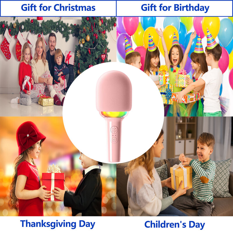 어린이용 LED 조명 노래방 기계, 휴대용 마이크, 훌륭한 선물, 어린이 장난감, 소녀, 소년, 성인 드롭 배송