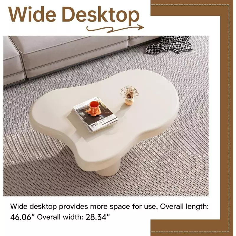 Cloud Coffee Table, Cute Irregular Indoor Tea Tables with 3 Legs, Easy Assembly, Coffee Table