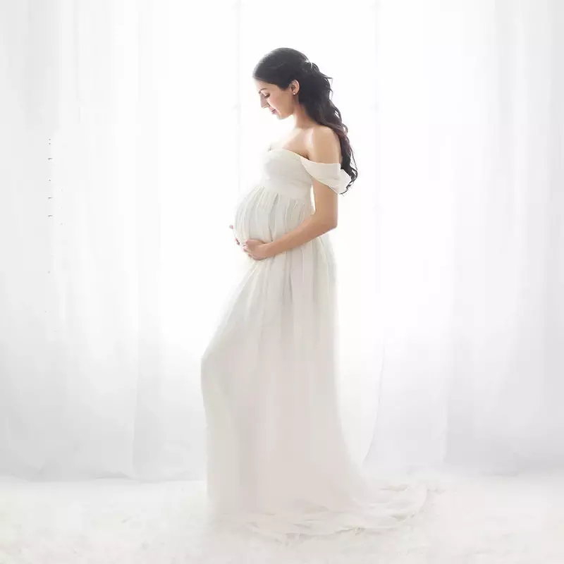 Pregnancy Dress Summer Women Off Shoulder Pregnants Sexy Photography Ruffled Nursing Long Dress  Pregnant Photography