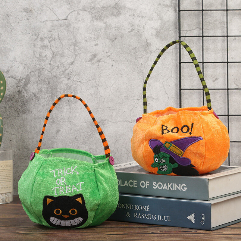 2022 Halloween Candy Bag Party Gift Sack Treat or Trick Pumpkin Cute Kid Hand Basket Hallowmas Decoration Bucket Kids Hand Bag