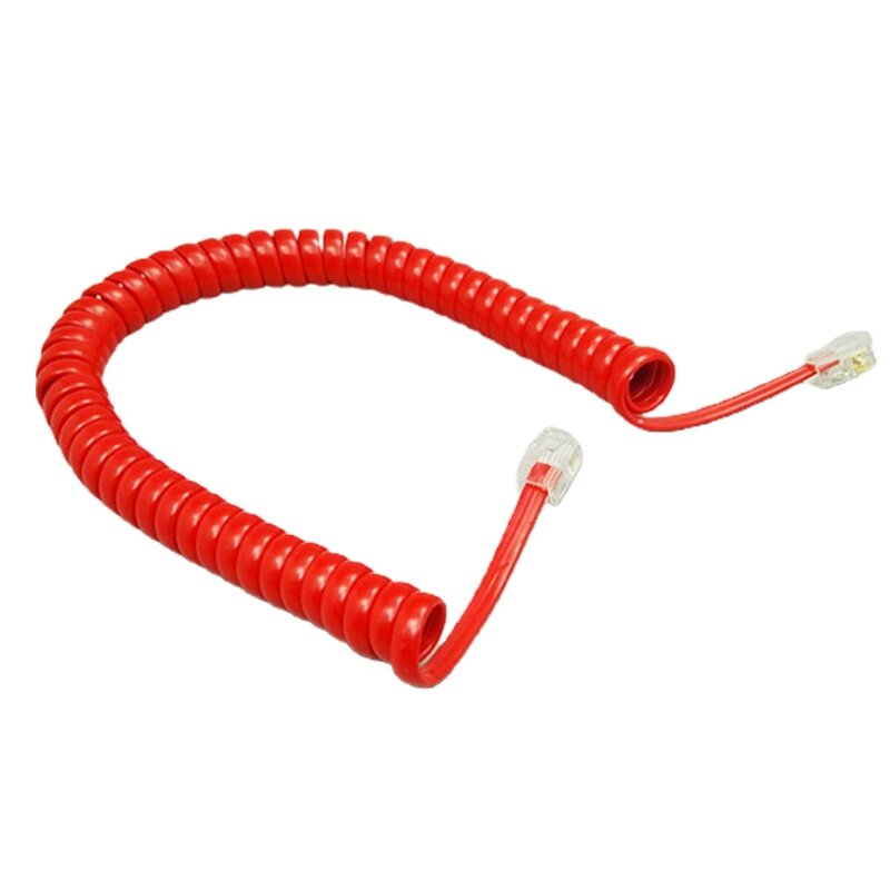 6FT 4-adriges Spiraldraht-Telefonhörerkabel Telefonverbindungsleitung RJ9 1,85 m/72,8 Zoll Schwarz/Rot Weiß