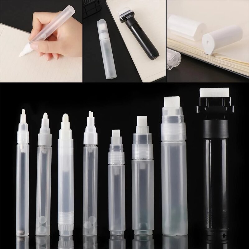 Vazio Plástico Pen Rod, Barris Tubo para Graffiti Pen, Marcadores de giz líquido, Paint Pen Acessórios, 0.5mm, 0.7mm, 3mm, 5mm, 6mm, 5mm, 8mm, 10 milímetros, 15 milímetros, 30 milímetros