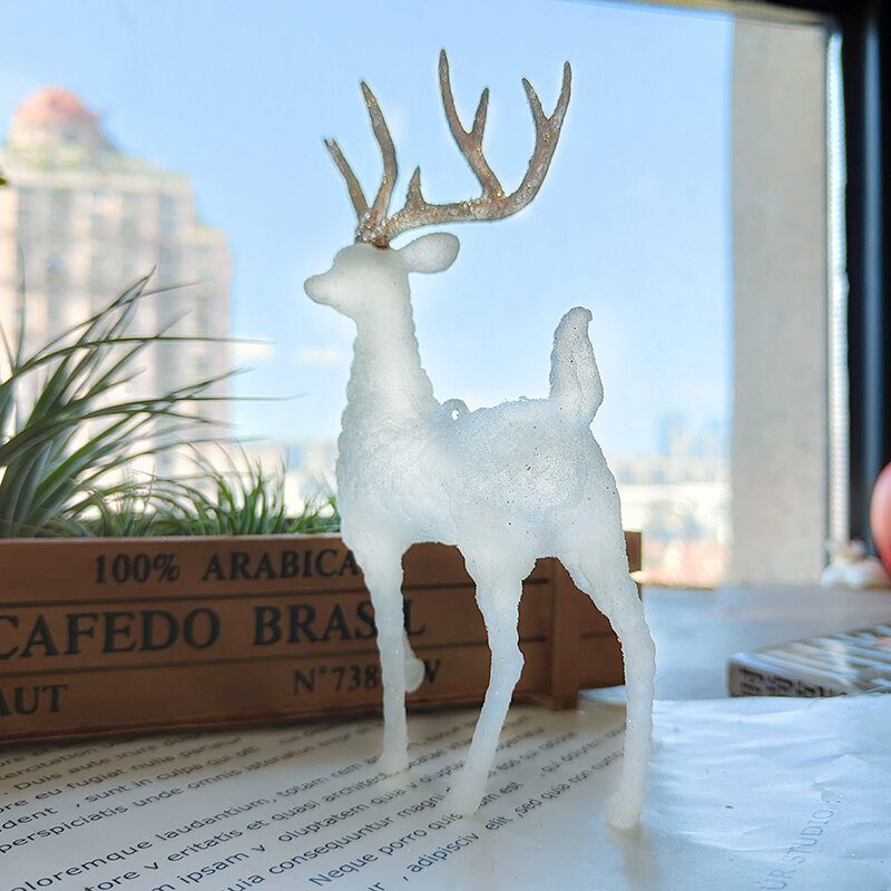 Elegant Crystal Elk Shinny Glitter Deer Gold Stand Reindeer Figurines Christmas DIY Cake Pretty Tabletop Ornaments