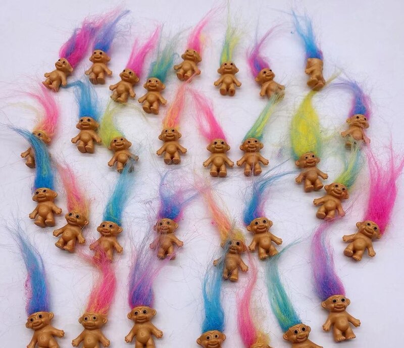 Boneka troll badut rambut panjang mini boneka Model anggota keluarga rambut warna-warni mainan anak-anak untuk hadiah anak-anak dewasa nostalgia
