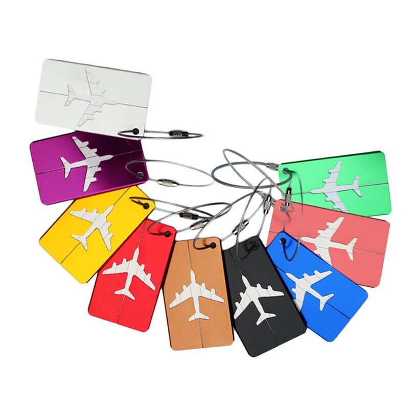 Label bagasi modis dapat digunakan kembali kartu ID koper nama untuk pria wanita koper perjalanan label nama Aksesori Perjalanan