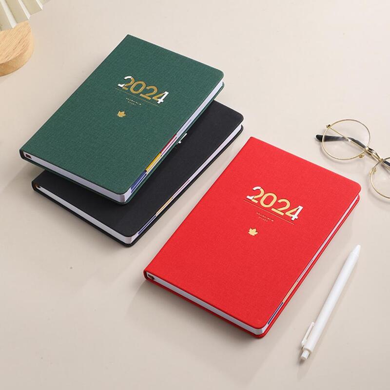 2024 Monthly Planner Leather Cover 12 Months A5 Calendar Notebook 155 Sheets Wire Binding Monthly Tabs Agenda Diary Book