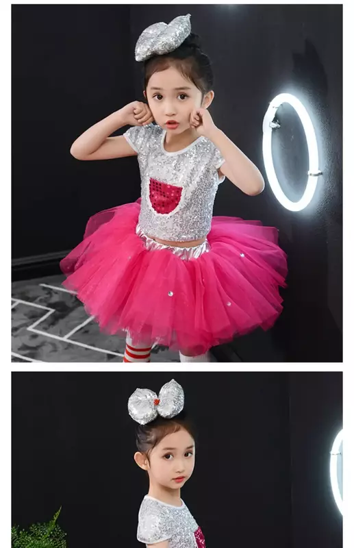 Детская одежда-пачка для детского сада, Современная Танцевальная джазовая одежда с блестками, костюм для выступления на сцене для девочек, костюм для чирлидинга и хора