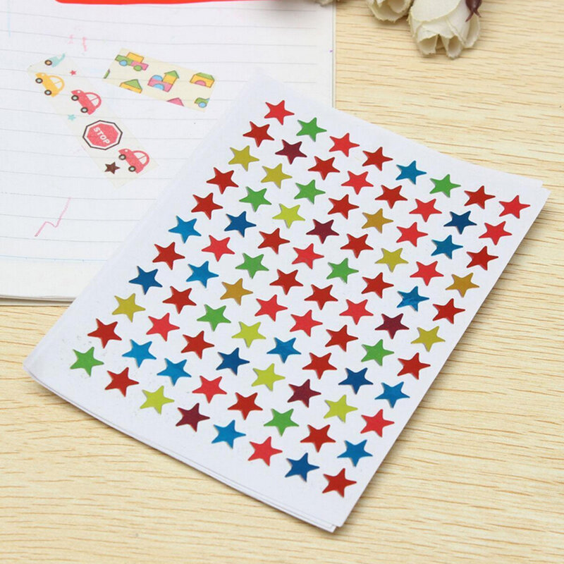 10 fogli/confezione di Mini adesivi per l'asilo per bambini etichetta di lode per insegnanti premio a forma di cuore a stella a cinque punte