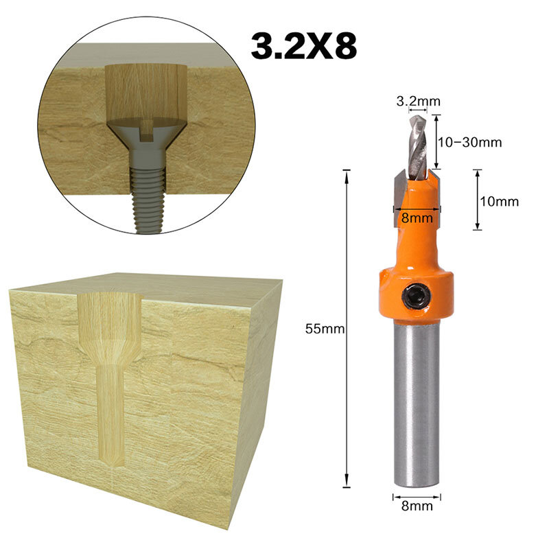 8mm trzpień HSS zagłębienie do obróbki drewna zestaw bitów rozwiertaków śruba odłamkowa rozbiórka do frez do drewna