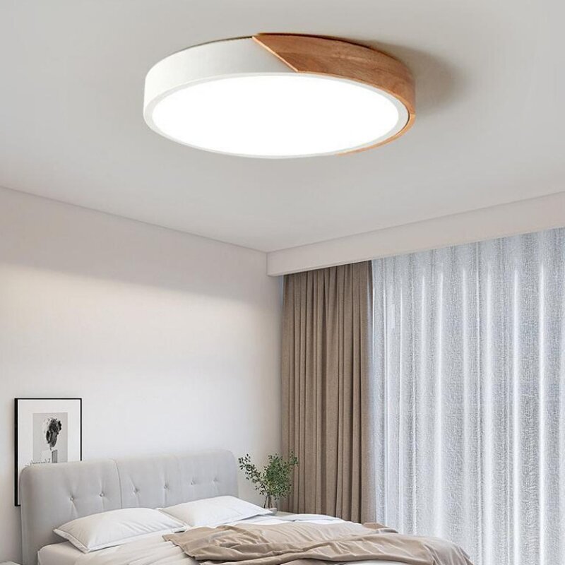 Современный светодиодный потолочный светильник, круглая креативная деревянная декоративная подвеска для детской, спальни, балкона