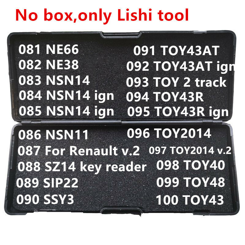 081-100 لا يوجد صندوق Lishi 2 في 1 2in1 أداة NE66 NE38 NSN14 NSN11 S14 SIP22 SSY3 TOY43AT TOY2 TOY43R TOY2014 TOY40 TOY48 TOY43 أدوات