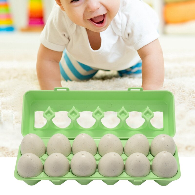 12Pcs Easter Dinosaur Eggs Sensory Early Learning Fine Motor Skills Toys Educational Color Shape Puzzle Gifts