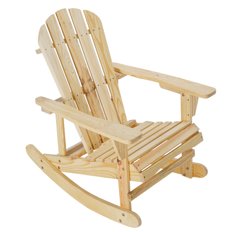 Agloondack-Chaise à bascule élégante, finition en bois massif, mobilier d'extérieur dans votre jardin ou arrière-cour, document naturel
