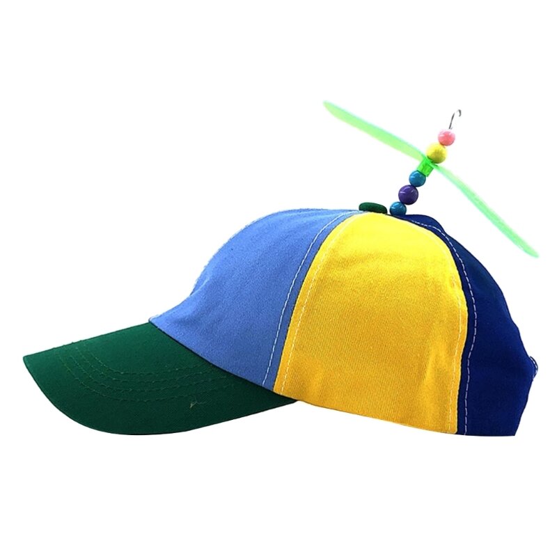 Chapéu beisebol colorido arco-íris com hélice removível, chapéu engraçado para helicóptero