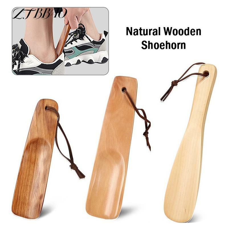 LumineArtworks-Lève-chaussures en bois massif à long manche, artisanat portable, corne de chaussure, accessoires de chaussures, 1PC