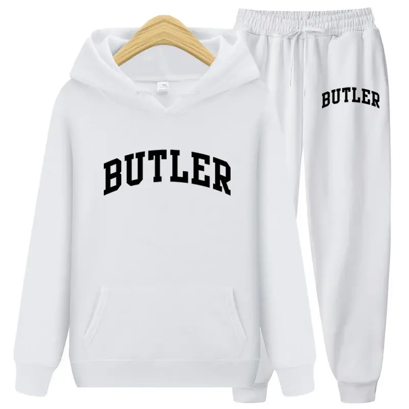 2024 Heren Butler Brief Print Tweedelige Sets Hardloophoodie Joggingbroek Heren Pak 2pk Herfst Winter Casual Wollen Sportkleding