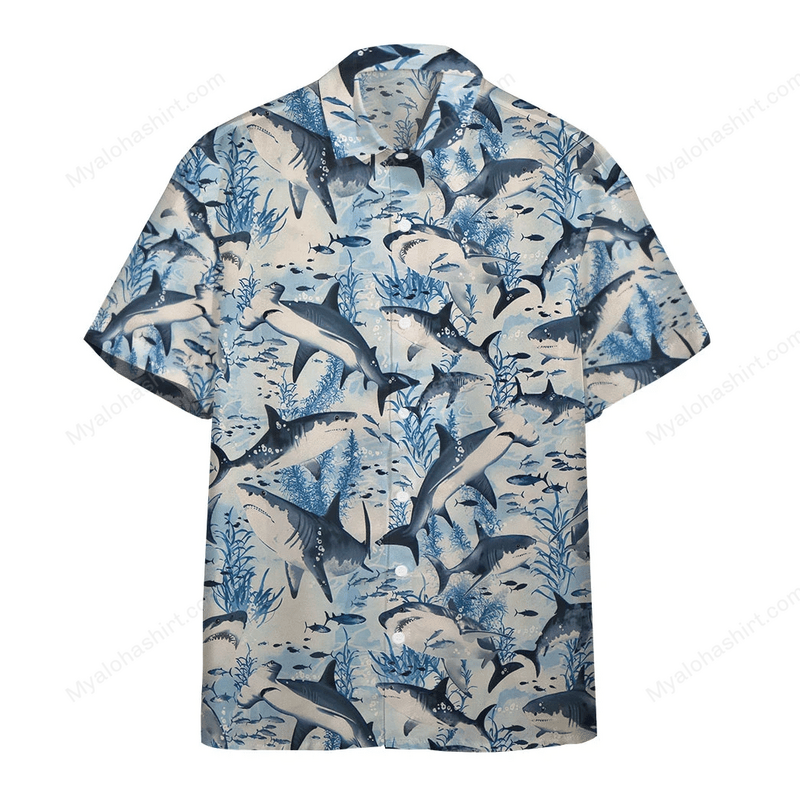 Hawajskie koszule dla mężczyzn fajne koszule nadruk rekin morze natura letnie zapinana na plażę hawajskie koszule