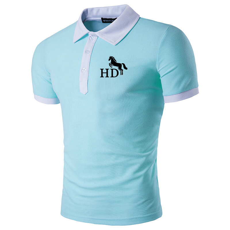 Color Blocking Short Sleeve Top Summer New Lapel Men's T-shirt Polo Shirt