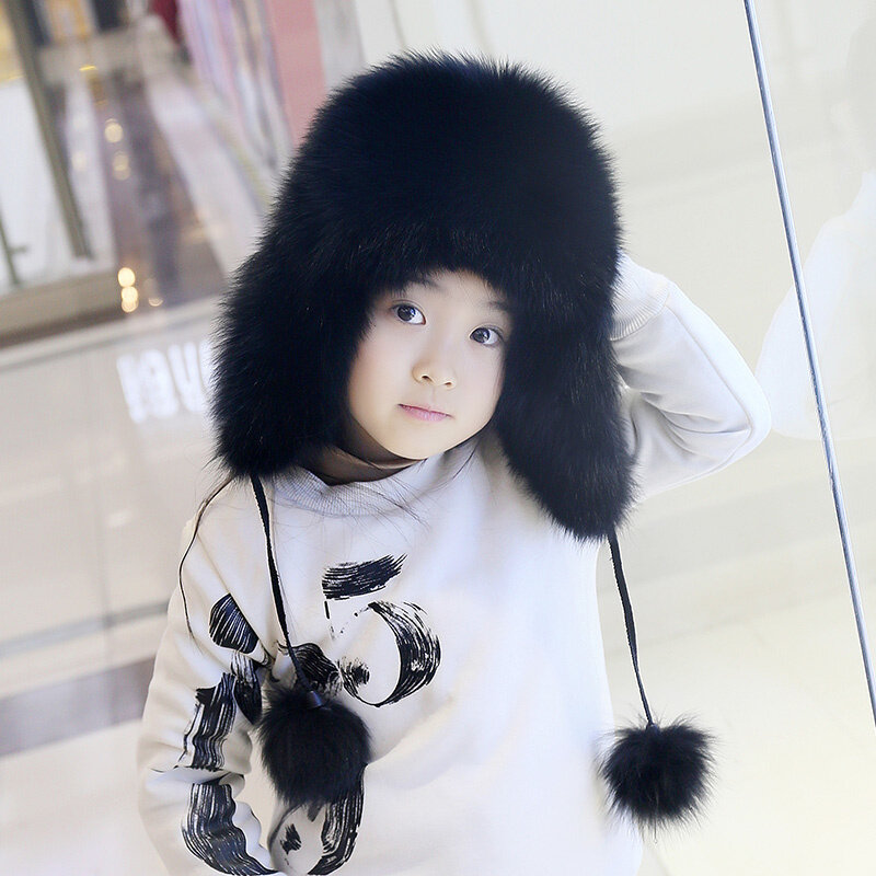Topi Lei Feng Bulu Anak-anak Topi Tebal Musim Dingin Bayi Timur Laut Luar Ruangan Hangat dan Dingin Tahan