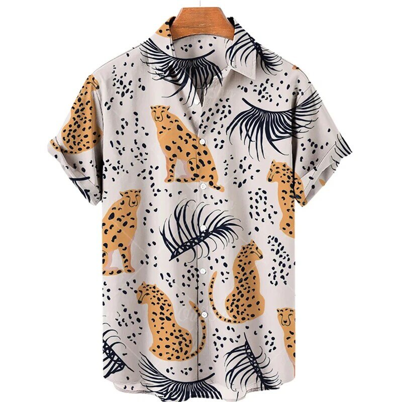 2024 neue Mode Sommer Hawaii Hemden Männer Urlaub lässig Tier druck Grafik T-Shirt Männer Kleidung Revers Kurzarm Tops