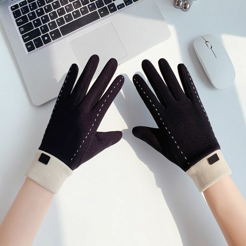 Плотные перчатки для сенсорных экранов, зимние теплые эластичные бархатные перчатки, мягкие теплые велосипедные варежки для мужчин и женщин