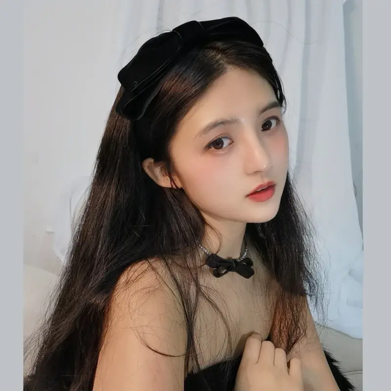 Elegante Fluwelen Strik Bezel Haarband Voor Vrouwen Koreaanse Retro Hoofdband Meisjes Vintage Hoepel Voor Vakantie Partij Haarbanden Accessoires