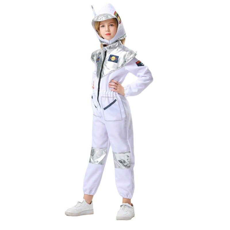 ชุดหนึ่งชิ้นคอสตูมสำหรับเด็กและผู้หญิงชุดคอสตูมสำหรับเล่นบทบาทนักบินอวกาศสำหรับวันฮาโลวีน