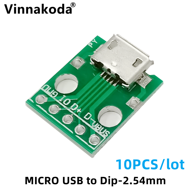 Adaptador micro-usb A DIP de 10 piezas, placa de módulo de conector hembra de 5 pines, tipo B, PCB de 2,54 MM