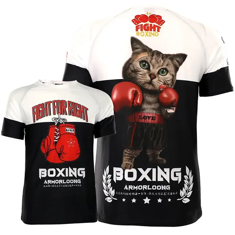 Baru 3D Muay Thai kaus dicetak BJJ MMA kaus grafis untuk pria anak mode keren Hip Hop Gym lengan pendek pakaian olahraga Tee