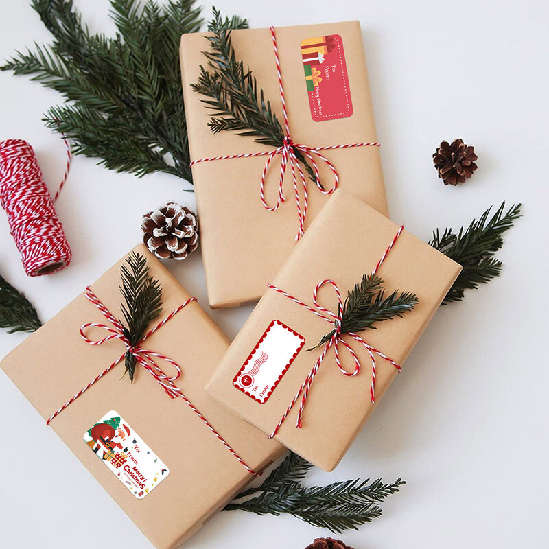 26/65Pcs Vrolijk Kerstfeest Kerstman Kerstboom Hoed Stickers Etiketten Voor Gift Box Decoratieve Pakket Wikkelen Business