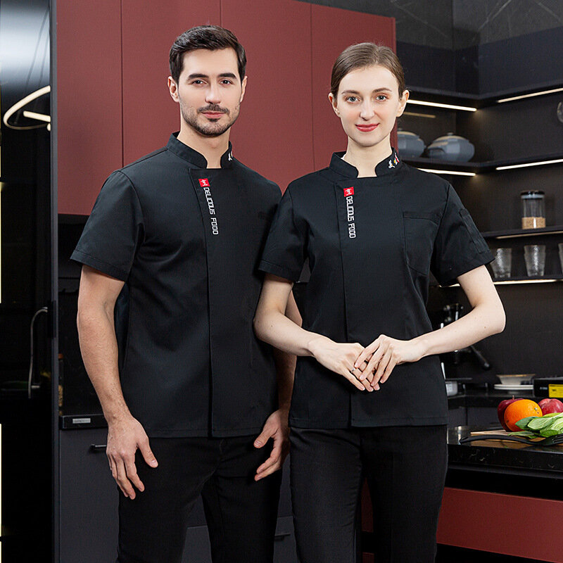 Commercio all'ingrosso nuovo Hotel Chef uniforme manica corta estate maglia traspirante cottura pasticceria Chef scuola ristorante tuta da cucina