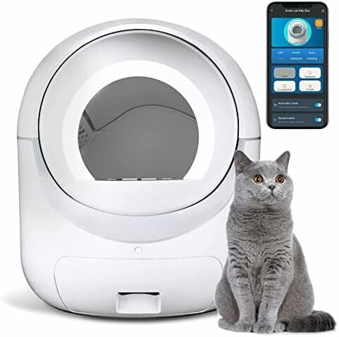 Cleanpethome Self Cleaning Cat Litter Box, Automatic Cat Litter Box with APP Control Odor Removal Safety Protection for Multipl