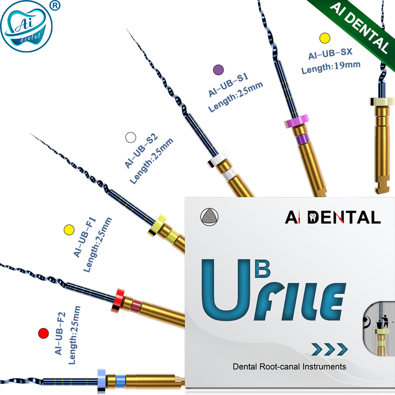 AI-UB ملف قناة الجذر الأسنان ، اللبية NiTi سبيكة أداة ، الولايات المتحدة الأمريكية الأصلي بو نموذج ، الملفات الدوارة ، 25 مللي متر السرعة القصوى: 300rpm