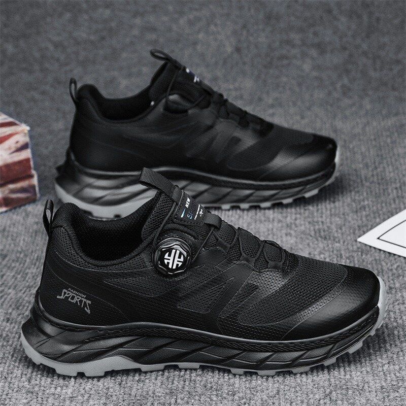 New Sport Walking Shoes Sneakers Men Swivel Automatic Buckle Breathable Casual Mesh Shoes Male Comfortable Running Sneakers