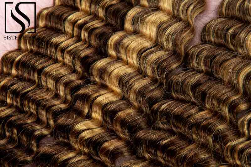 Extensiones de cabello humano de onda profunda, extensiones de cabello a granel, resaltado, ombré, sin procesar, sin trama, 100% Vingin, 26 y 28 pulgadas