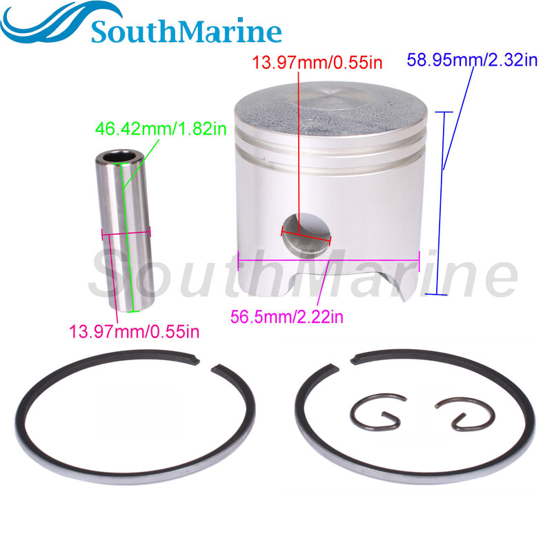 Boat Engine 6E7-11636-00 18-3978 Piston Set & 682-11610-21 20 Ring for Yamaha / 761-8023T 8023M 39-15322T for Mercury 9.9HP 15HP