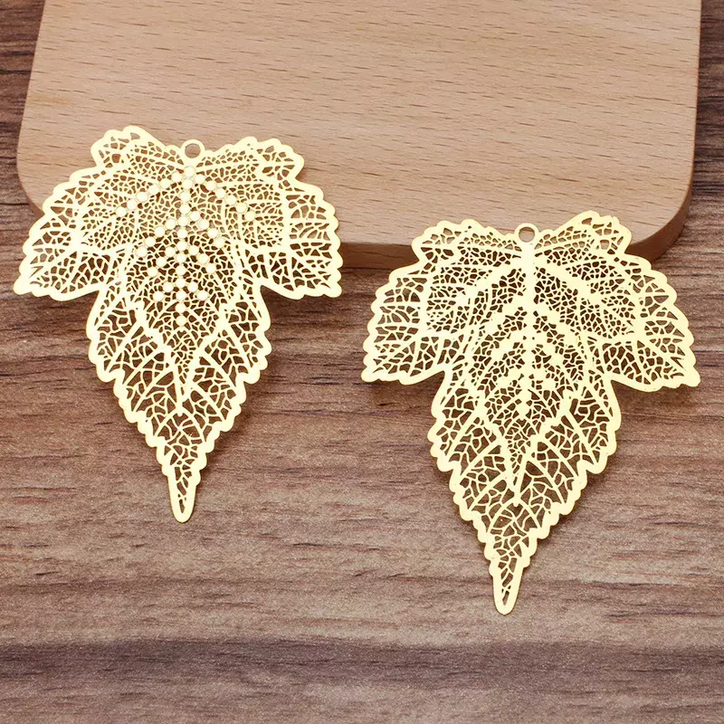 BoYuTe 큰 선조 잎 금속 시트, DIY 쥬얼리 제작 재료, 50x48mm, 로트당 10 개