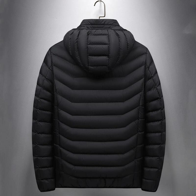 Men Heated Jacket Hooded Zip 3 Temperature Quick Heating USB Rechargeable Body Warmer Thickened Washable Electric Heating Coat