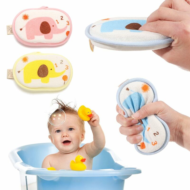 Esponja de baño con patrón de elefante, toalla suave y cómoda para frotar al bebé, accesorios de baño, 1 unidad