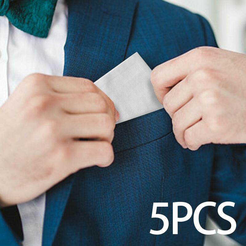 5Pcs Men's White Handkerchiefs Square Pocket Handkerchief 16inch Bandanas