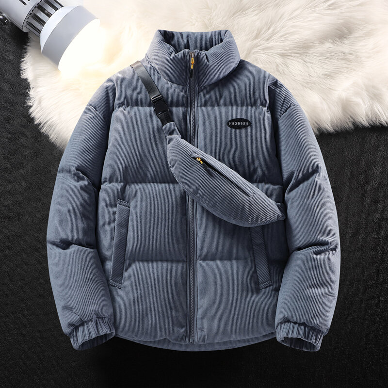 Unisex jesienno-zimowa ciepła parka + torby kurtka męska polar Casual parki odzież wierzchnia męskie kurtki płaszcze ubrania z torbami