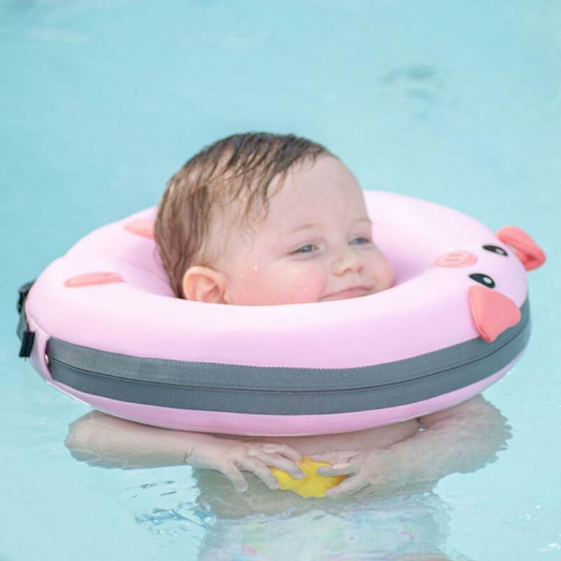 Flutuador de pescoço ajustável para recém-nascidos, natação de bebê não inflável, anti-capota, verão para meninos, 0-6 meses