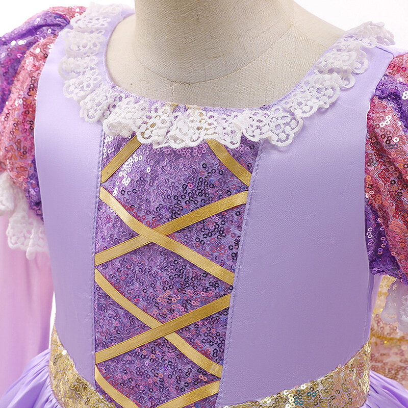 Rapunzel vestido de princesa para menina, cosplay emaranhado para crianças, festa de aniversário extravagante, halloween, natal, carnaval