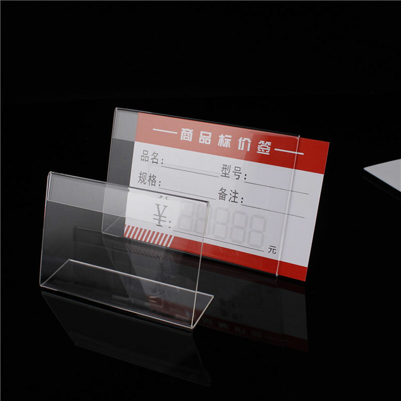 Soporte de acrílico para exhibición de tarjetas de visita, marco de etiquetas de letrero de escritorio, 10 piezas