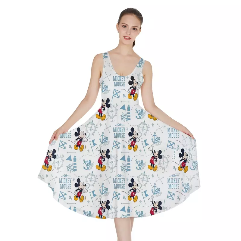 Mickey and Minnie's Love in the Sky Sexy Dress Disney Inspired Ladies Sleeveless Beach DressMickey Party Holiday Dress for Women